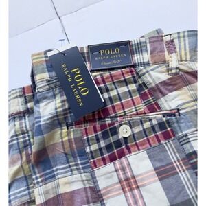 NWT Polo Ralph Lauren Men's Madras Plaid Patchwork Shorts Sz 34 Classic Fit‎ 9"